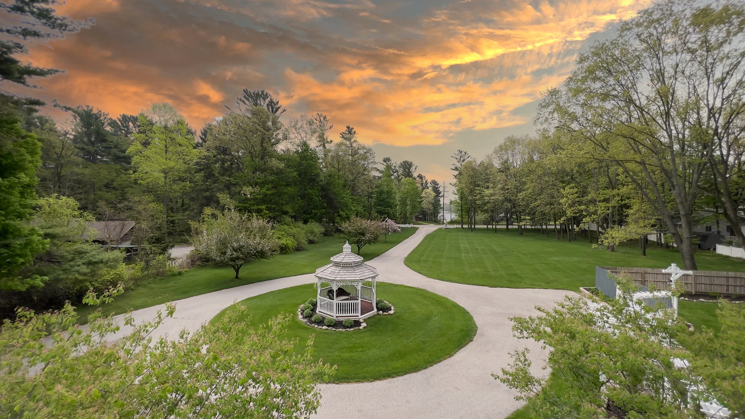 pavilion in the sunset